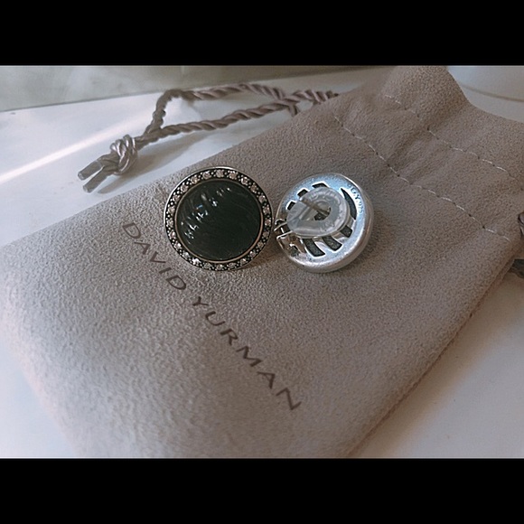 DAVID YURMAN Black Onyx Diamond Button Earrings - Picture 5 of 7